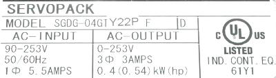 Yaskawa SGDG-04GT-Y22P label image