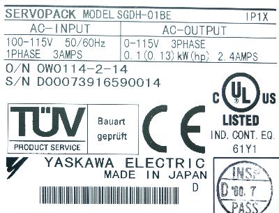 Yaskawa SGDH-01BE label image
