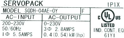 Yaskawa SGDH-04AE-OY label image