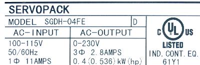 Yaskawa SGDH-04FE label image