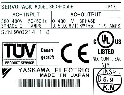 Yaskawa SGDH-05DE label image