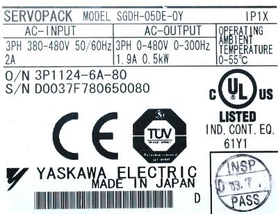 Yaskawa SGDH-05DE-OY label image
