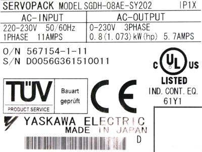 Yaskawa SGDH-08AE-S-Y202 label image