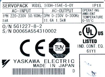 Yaskawa SGDH-15AE-S-OY label image