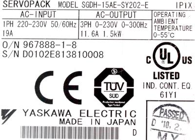 Yaskawa SGDH-15AE-S-Y202-E label image