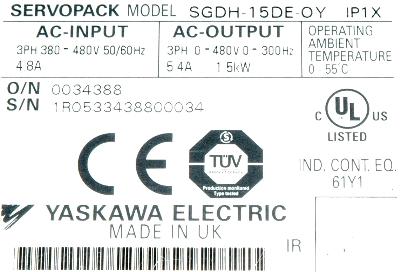 New Refurbished Exchange Repair  Yaskawa Drives-AC Servo SGDH-15DE-OY Precision Zone
