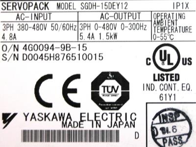 Yaskawa SGDH-15DE-Y12 label image