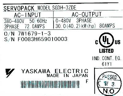 Yaskawa SGDH-3ZDE label image