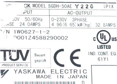 Yaskawa SGDH-50AE-Y220 label image