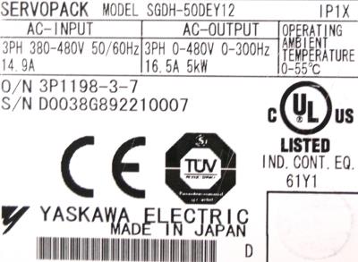 Yaskawa SGDH-50DE-Y12 label image