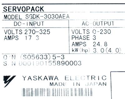 Yaskawa SGDK-3030AEA label image