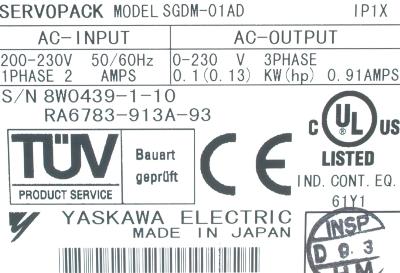 Yaskawa SGDM-01AD label image
