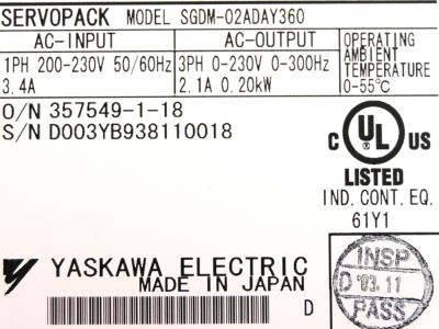 Yaskawa SGDM-02ADA-Y360 label image