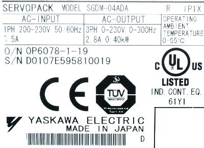 Yaskawa SGDM-04ADA label image