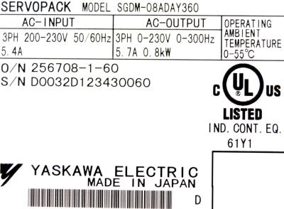 Yaskawa SGDM-08ADA-Y360 label image