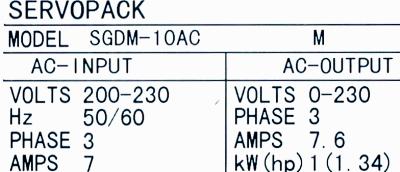 Yaskawa SGDM-10AC label image