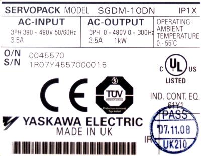 Yaskawa SGDM-10DN label image