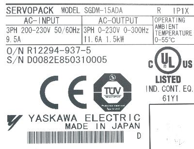Yaskawa SGDM-15ADA label image