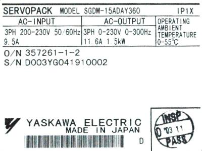 Yaskawa SGDM-15ADA-Y360 label image