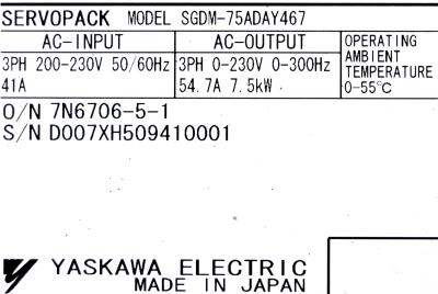 Yaskawa SGDM-75ADA-Y467 label image