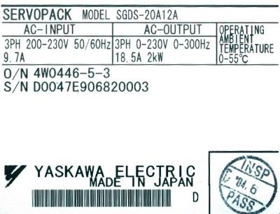 Yaskawa SGDS-20A12A label image