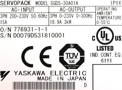 Yaskawa SGDS-30A01A label image