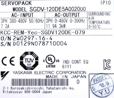 Yaskawa SGDV-120DE5A002000 label image