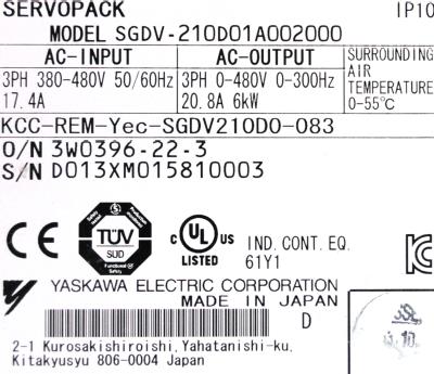 Yaskawa SGDV-210D01A002000 label image