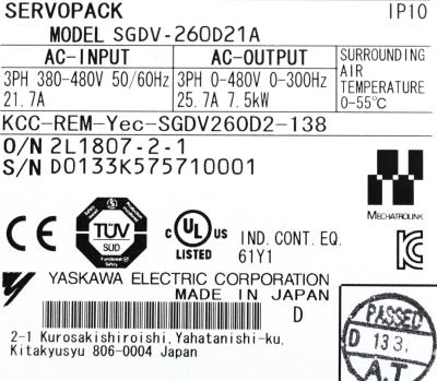 Yaskawa SGDV-260D21A label image