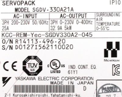Yaskawa SGDV-330A21A label image