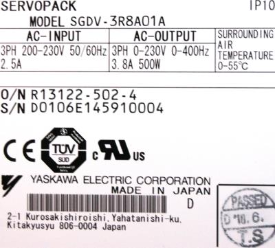 Yaskawa SGDV-3R8A01A label image