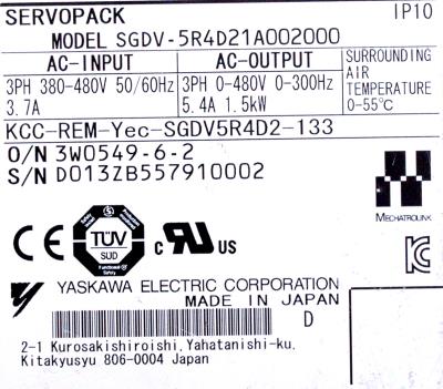 Yaskawa SGDV-5R4D21A002000 label image