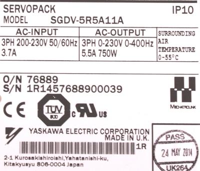 Yaskawa SGDV-5R5A11A label image