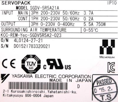 Yaskawa SGDV-5R5A21A label image