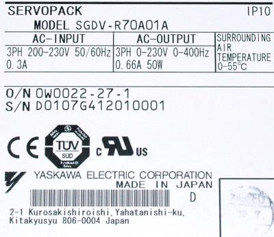 Yaskawa SGDV-R70A01A label image