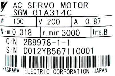 Yaskawa SGM-01A314C label image