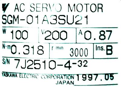 Yaskawa SGM-01A3SU21 label image