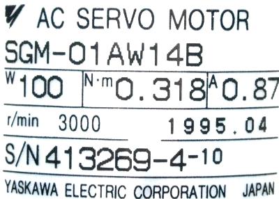 Yaskawa SGM-01AW14B label image