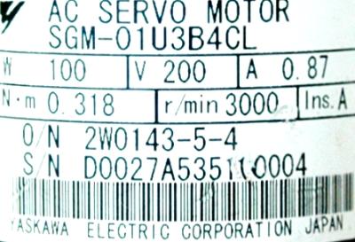 Yaskawa SGM-01U3B4CL label image