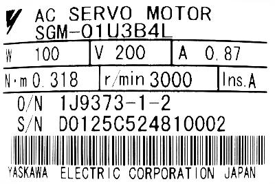 Yaskawa SGM-01U3B4L label image