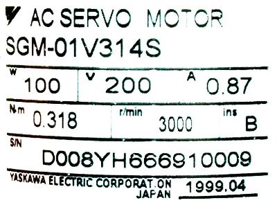 Yaskawa SGM-01V314S label image