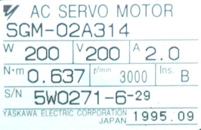 New Refurbished Exchange Repair  Yaskawa Motors-AC Servo SGM-02A314 Precision Zone