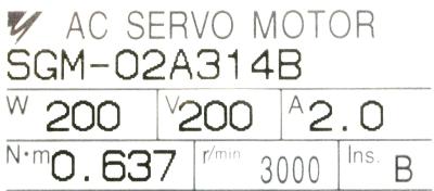 Yaskawa SGM-02A314B label image
