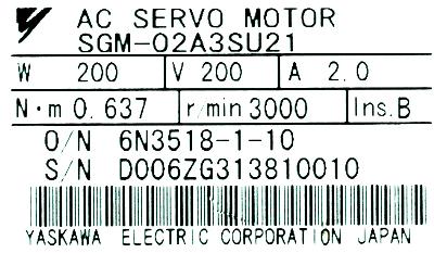 Yaskawa SGM-02A3SU21 label image