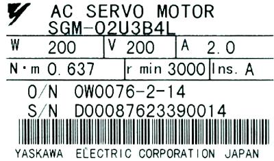 Yaskawa SGM-02U3B4L label image
