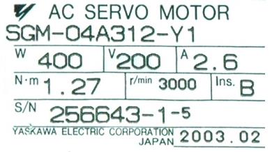 Yaskawa SGM-04A312-Y1 label image