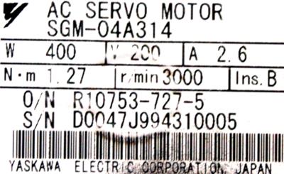 Yaskawa SGM-04A314 label image