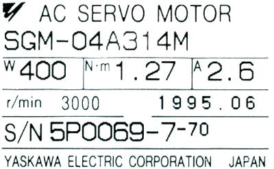 Yaskawa SGM-04A314M label image