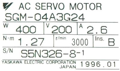 Yaskawa SGM-04A3G24 label image