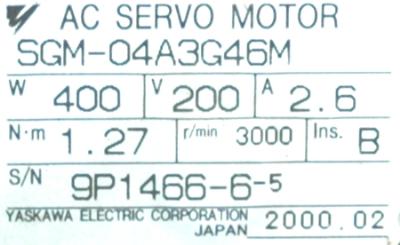Yaskawa SGM-04A3G46M label image